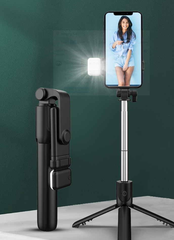 Wireless Bluetooth Selfie Stick Foldable Mini Tripod With Fill Light