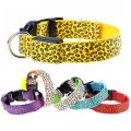 Leopard LED Dog Collar Luminous Adjustable Glowing Collar For Dogs Pet Night Safety Nylon Collar Luminous LED Bright Dog Collar
