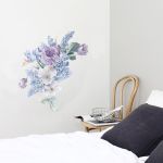 Romantic purple flowers Wall Sticker home wall decoration living room bedroom decor water color wallpaper self-adhesive stickers