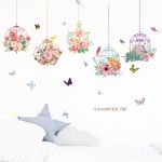 colorful garden plants flower wall stickers for kids rooms home decor 3d vivid wall decals pvc mural art diy posters decorations