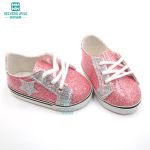 7cm shoes for doll fit 43 cm baby new born doll and american doll Pink sneakers