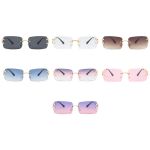 Peekaboo blue rectangular sunglasses rimless men metal fashion square sun glasses for women gradient lens frameless 2021 uv400