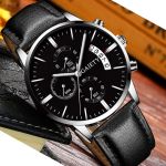 2019 relogio masculino watches men Fashion Sport Stainless Steel Case Leather Band watch Quartz Business Wristwatch reloj hombre