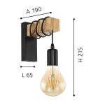 Iron Wood Nordic Black E27 Wall Light Fixture Lampara Pared Stairs Led Light Lamps for Home Lampara De Pared