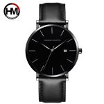 Japan Quartz Movement Full Black Simple Design Original Classic Men Watches With Calendar Leisure Fashion Waterproof Wrist Watch