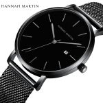 Japan Quartz Movement Full Black Simple Design Original Classic Men Watches With Calendar Leisure Fashion Waterproof Wrist Watch