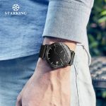 STARKING Dress Men Watch Steel Mesh Band Quartz Analog Wristwatch 3ATM Waterproof Curved Glass Blue Male Clock Relogio Masculino