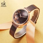 Shengke New Design Women Watches Elegant 32 MM Dial Blue Mesh Band Reloj Mujer Japanese Quartz Movement  Luxury Relogio Feminino