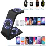 3 in 1 Wireless Charger Station QI 15W Fast Apple Wireless Charging Stand Dock for iPhone 12/11/8 Pro Max AirPods iWatch Samsung