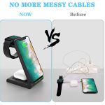 3 in 1 Wireless Charger Station QI 15W Fast Apple Wireless Charging Stand Dock for iPhone 12/11/8 Pro Max AirPods iWatch Samsung