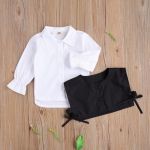 FOCUSNORM 1-5Y Autumn Infant Baby Girls Dress +T Shirts 2pcs Letter Print Tops Solid Long Sleeve Single Breasted Shirts Dresses