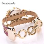 FanTeeDa Top Brand Women Bracelet Watches Ladies Love Leather Strap Rhinestone Quartz Wrist Watch Luxury Fashion Quartz Watch
