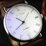 Men Watch Roman Numerals Blu-Ray Faux Leather Band Quartz Analog Business Wrist Watch montre homme часы мужские наручные