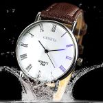 Men Watch Roman Numerals Blu-Ray Faux Leather Band Quartz Analog Business Wrist Watch montre homme часы мужские наручные