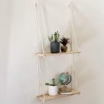 Wooden Rope Swing Wall Hanging Plant Flower Pot Tray Mounted Floating Wall Shelves Nordic Home Decoration Moredn Simple Design