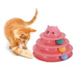 Funny Pet Interactive Toy Cat Colorful 3/4-Layer Plastic Tower Tracks Toy With Balls For IQ Traning