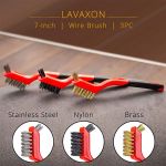 3pcs Wire Brush Set, Nylon, Brass, Stainless Steel Bristles for Deep Cleaning Metal Surfaces