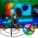 USB Microphone RGB Condenser Wired Gaming Mic for Podcast Recording, Studio and Streaming
