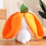 Reversible Bunny Stuffed Animal | Carrot Strawberry Plush Doll with Zipper | Cute Soft Rabbit Toy Pillow Decoration | Easter Gift for Kids and Adults