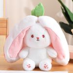 Reversible Bunny Stuffed Animal | Carrot Strawberry Plush Doll with Zipper | Cute Soft Rabbit Toy Pillow Decoration | Easter Gift for Kids and Adults
