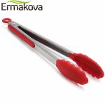 ERMAKOVA Silicone BBQ Grilling Tong Salad Bread Serving Tong Non-Stick Kitchen Barbecue Grilling Cooking Tong with Joint Lock