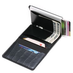 BISI GORO 2020 Business ID Credit Card Holder Men and Women Metal RFID Vintage Aluminium Box PU Leather Card Wallet Note Carbon