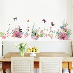 Beautiful Flowers birds butterfly wall sticker Warm bedroom decor Decals wallpaper home decoration stickers