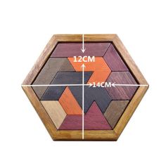 Hexagonal Wooden Puzzles IQ Game Educational Toys For Children Kids Adults Tangram Board IQ Brain Teaser Montessori Toys Gifts