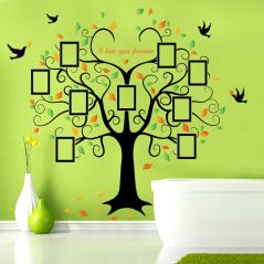 Large 160*204cm Family Tree Heart-shaped Photo Frame Wall Sticker Love You Forever Bird Decals Mural Art Home Decor Removable