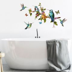 Multicolor Butterflies and birds flying Wall Sticker Living room bedroom decorations wallpaper Mural Removable stickers