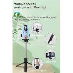 Wireless bluetooth selfie stick foldable mini tripod with fill light shutter remote control for IOS Android Self-Timer Rod Stick