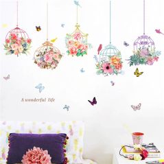 colorful garden plants flower wall stickers for kids rooms home decor 3d vivid wall decals pvc mural art diy posters decorations