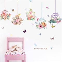 colorful garden plants flower wall stickers for kids rooms home decor 3d vivid wall decals pvc mural art diy posters decorations