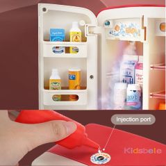 Kitchen Fridge Toys Cabinet Style Toys Refrigerator Fridge Freezer With Spray Ice Dispenser Unique Toy Food Pretend Games