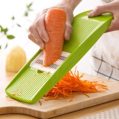 LMETJMA Mandoline Slicer Stainless Steel Vegetable Slicer with 3 Blades Julienne Slicer Cutter for Potato Carrot KC0083