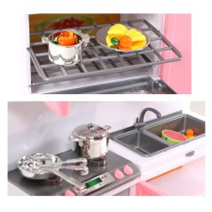 Mini Doll House Furniture LED Music Stove Fridge Kids Pretend Play Cooking Toy Funny Educational Toys Gift for children birthday