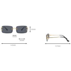 Peekaboo blue rectangular sunglasses rimless men metal fashion square sun glasses for women gradient lens frameless 2021 uv400