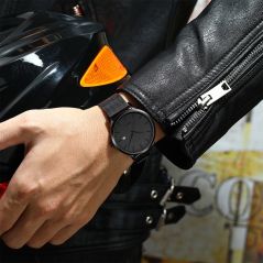 CRRJU Fashion Mens Watches Ultra Thin Quartz Watch Men Casual Slim Mesh Steel Waterproof Sport Watch Black Relogio Masculino