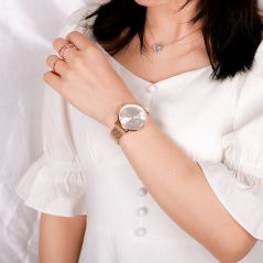 NAVIFORCE Luxury Crystal Watch Women Top Brand Rose Gold Steel Mesh Ladies Wrist Watches Bracelet Girl Clock Relogio Feminino
