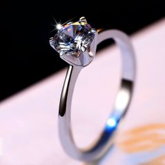 90% OFF Luxury Female Small Lab Diamond Ring Real 925 Sterling Silver Engagement Ring Solitaire Wedding Rings For Women