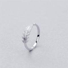925 Sterling Silver Fresh Sweet Branch Leaf Temperament Personality Fashion Female Trendy Resizable Opening Rings SRI025
