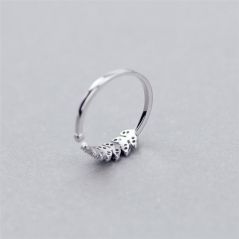 925 Sterling Silver Fresh Sweet Branch Leaf Temperament Personality Fashion Female Trendy Resizable Opening Rings SRI025