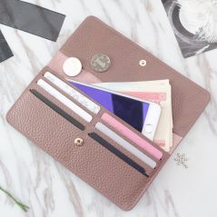 Genuine Leather Women Wallet Fashion Solid Color Coin Purse Multifunctional Cowhide Female Long Women Purses Zipper Card Holder