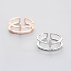 OL Geometric BRidal Cross Personality Ring 925 Sterling Silver For Women Birthday Party Fine jewelry New 2018 Accessories
