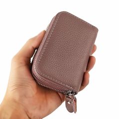 Womens Wallets Purses Multifunctional Female Design Women's Genuine Leather RFID Secure Zipper Credit Card Holder