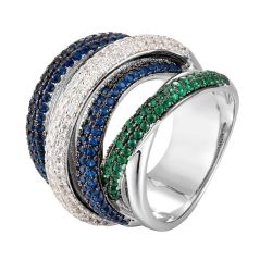 Zlxgirl jewelry luxury brand colorful pave zirconia copper wedding ring jewelry women's and men's best couple anel rings