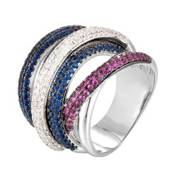 Zlxgirl jewelry luxury brand colorful pave zirconia copper wedding ring jewelry women's and men's best couple anel rings