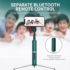 Green Selfie Stick Live Broadcast Support Universal Selfie Stick Mini Bluetooth Tripod Camera Phone Multifunction Remote Control