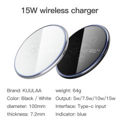 KUULAA Wireless Charger 15W Qi induction charger For Xiaomi Mi 9 Pro Wireless Charging Pad For iPhone 11 X XS Max XR 8 Plus