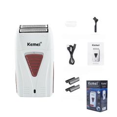 Kemei 3382 Barber Finish Electric Shaver for Men USB Cordless Rechargeable Beard Razor Reciprocating Foil Mesh Shaving Machine